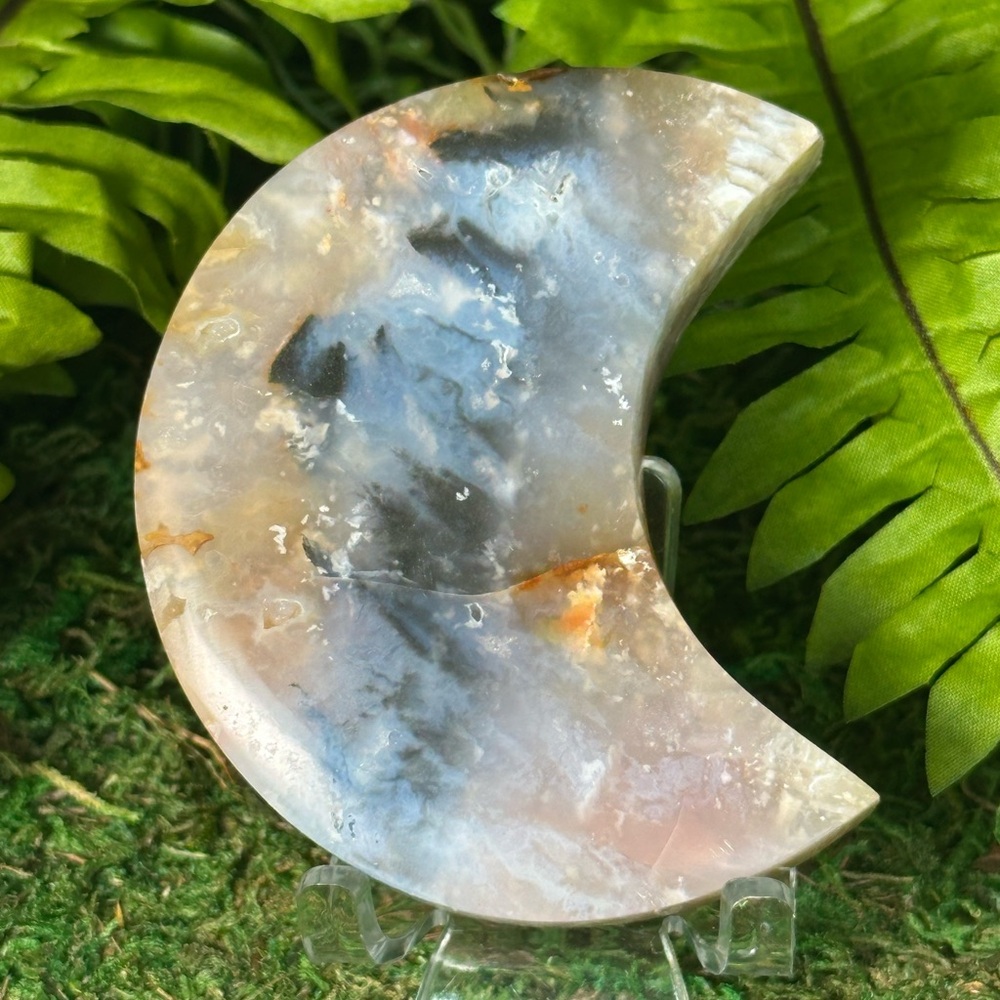 Rainbow Plume Agate Moon Crystal Carving Crystal Mineral Specimen